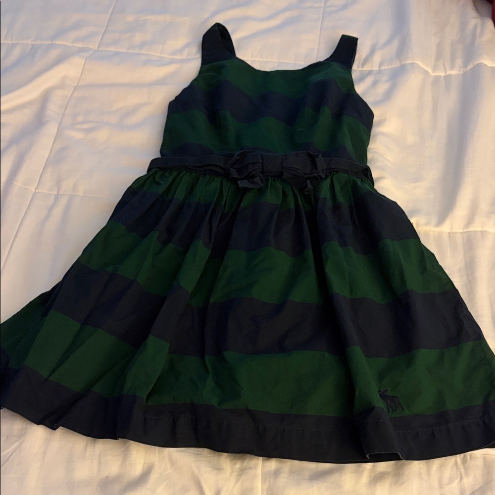 Abercrombie & Fitch Navy/Green Striped Dress With Waist Bow Size 10